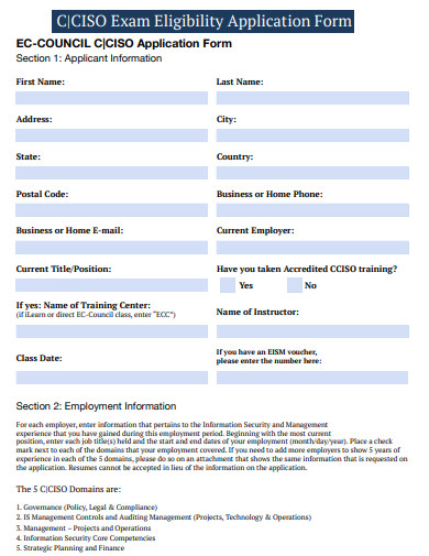exam eligibility application form template