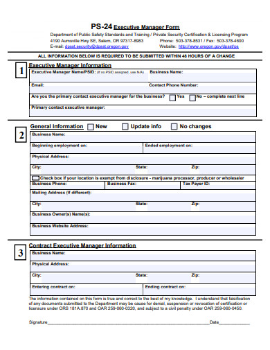 executive manager form template