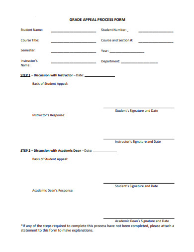 grade appeal process form template