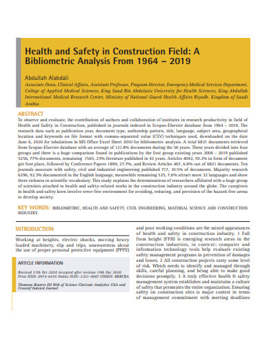 health and safety in construction field template