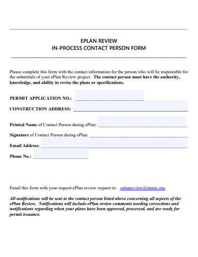 in process contact person form template