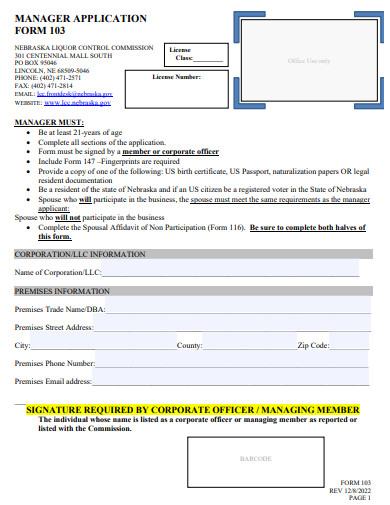 manager application form template
