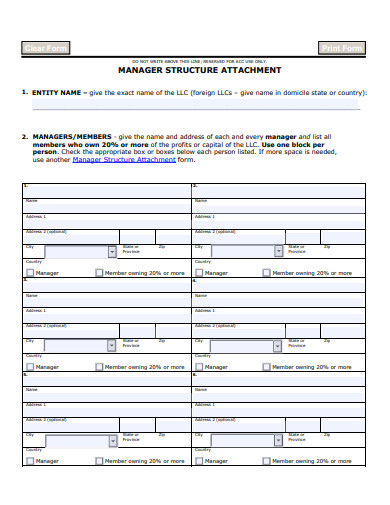 manager structure attachment form template