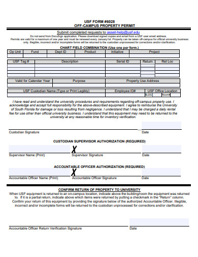 off campus property permit form template