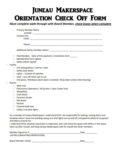 orientation check off form template