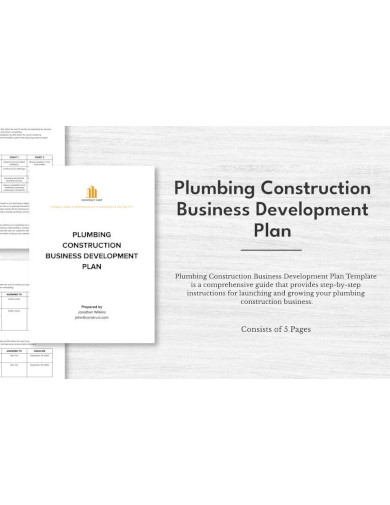 plumbing construction business development plan template