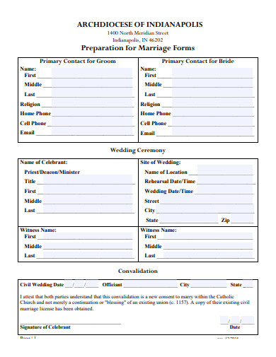 preparation for marriage form template