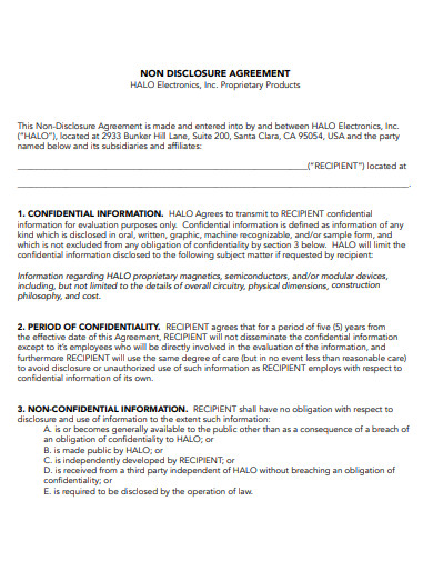printable construction non disclosure agreement template