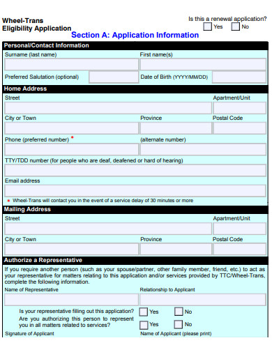 printable eligibility application template
