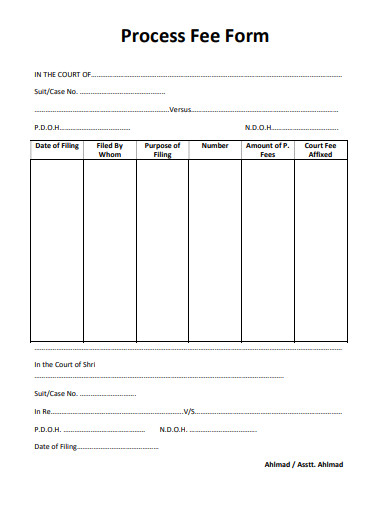 process fee form template