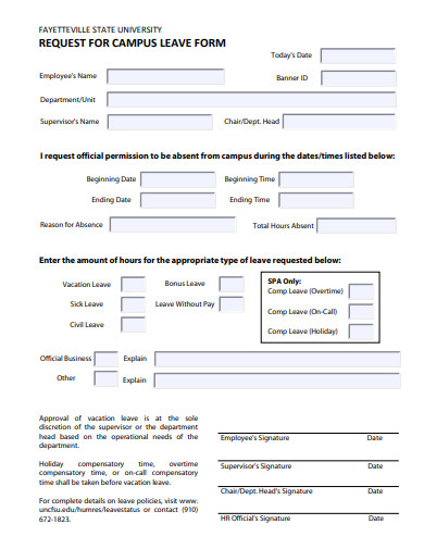 request for campus leave form template
