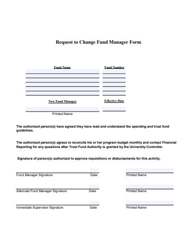 request to change fund manager form template
