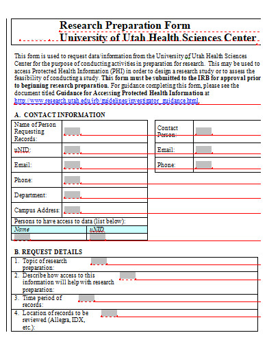 research preparation form template