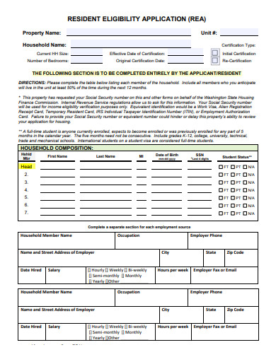 resident eligibility application template