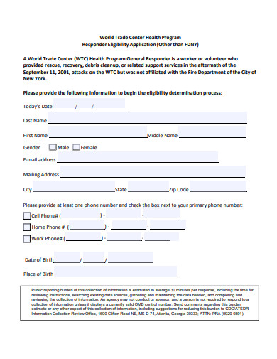 responder eligibility application template