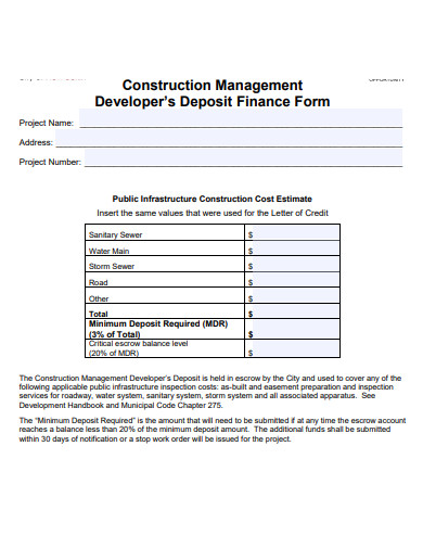 sample construction finance template