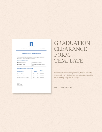 sample graduation clearance form template