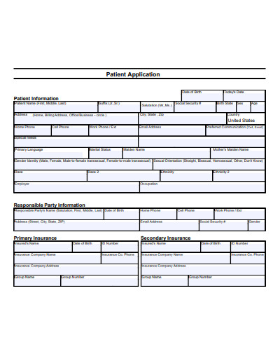 sample patient application template