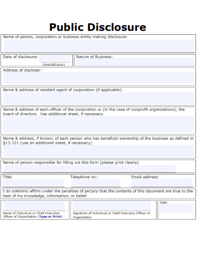 sample public disclosure form template