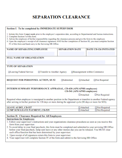 sample separation clearance form template