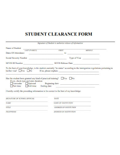 sample student clearance form template