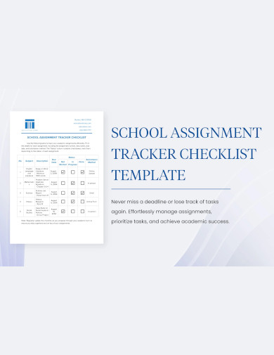 school assignment tracker checklist