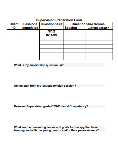 supervision preparation form template