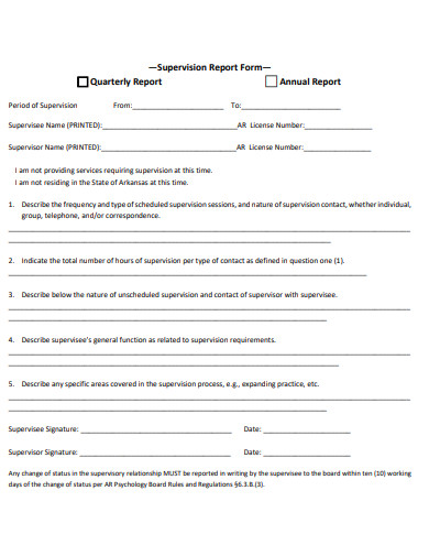 supervision report form template