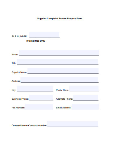 supplier complaint review process form template
