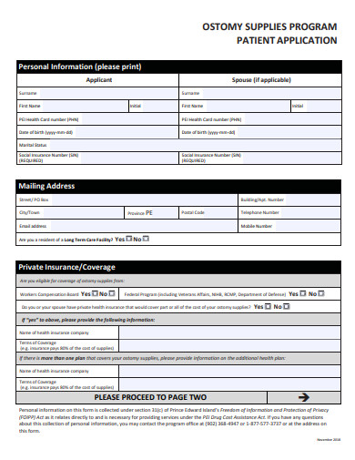 supplies program patient application template