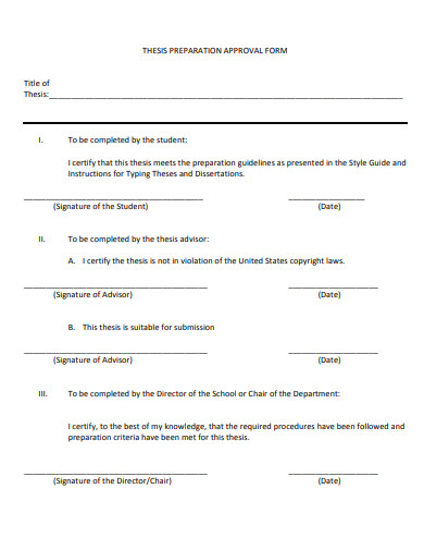 thesis preparation approval form template