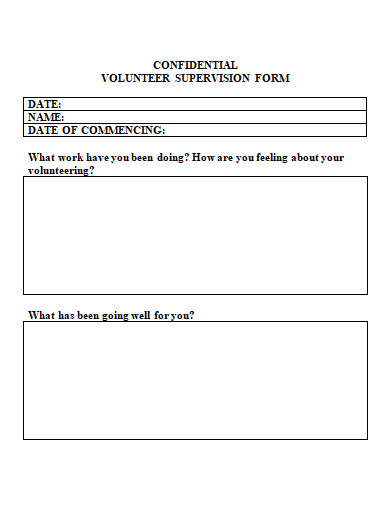volunteer supervision form template