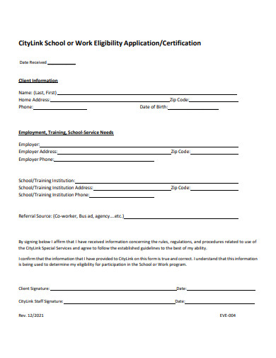 work eligibility application template