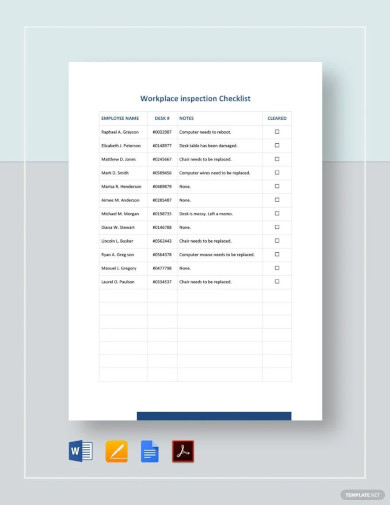 workplace inspection checklist