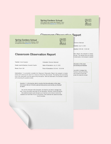 classroom observation report