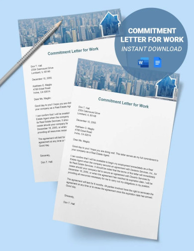commitment letter for work