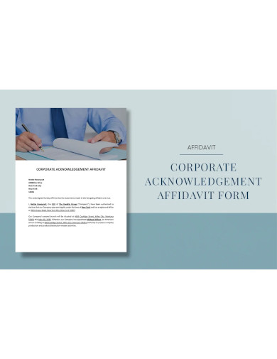 corporate acknowledgement affidavit form template