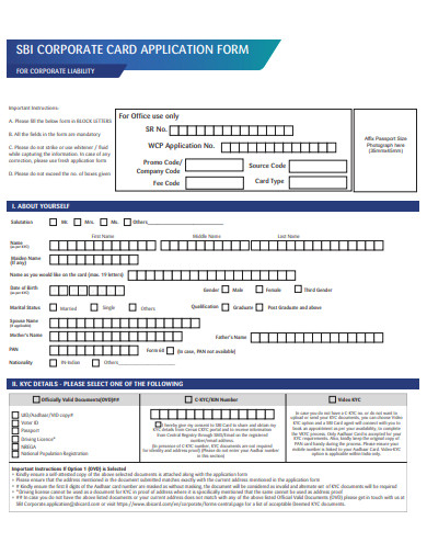 corporate card application form template