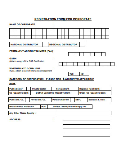 corporate registration form template