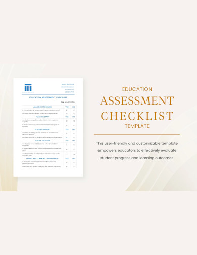 education assessment checklist