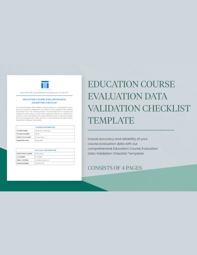 education course evaluation data validation checklist