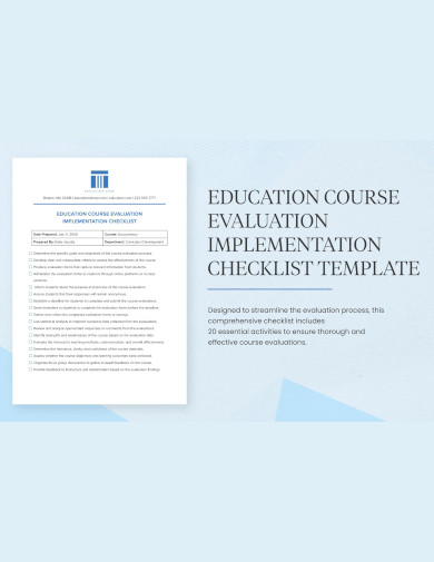 education course evaluation implementation checklist