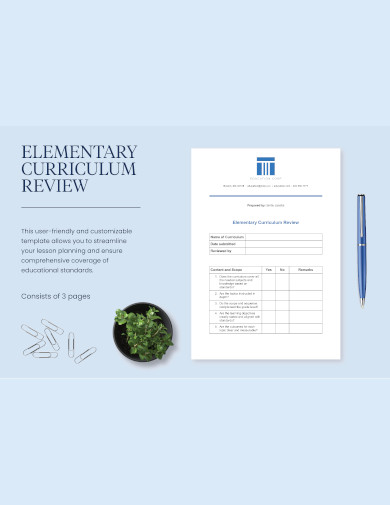 elementary curriculum review checklist