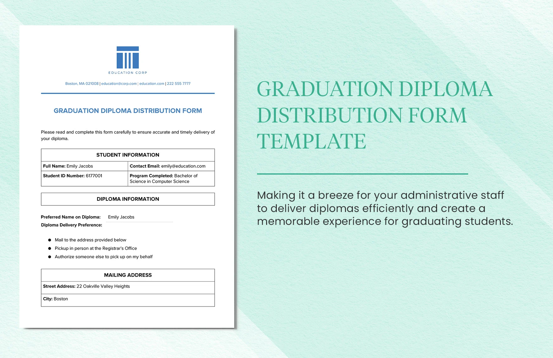 graduation diploma distribution form