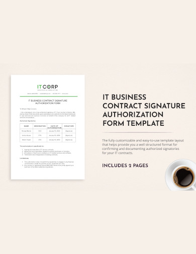 it business contract signature authorization form