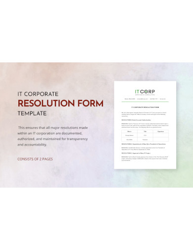 it corporate resolution form template