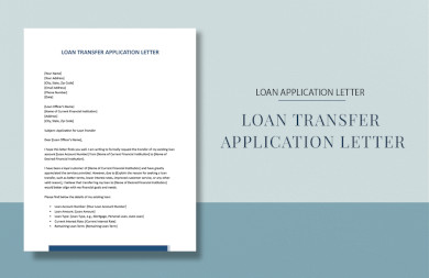loan transfer application letter