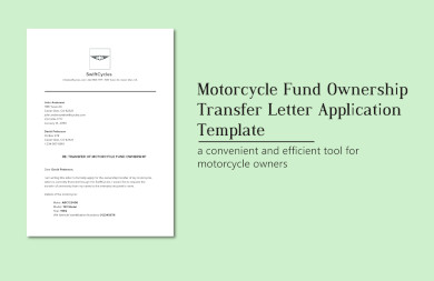 motorcycle fund ownership transfer letter application