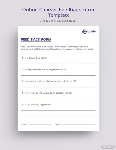online courses feedback form