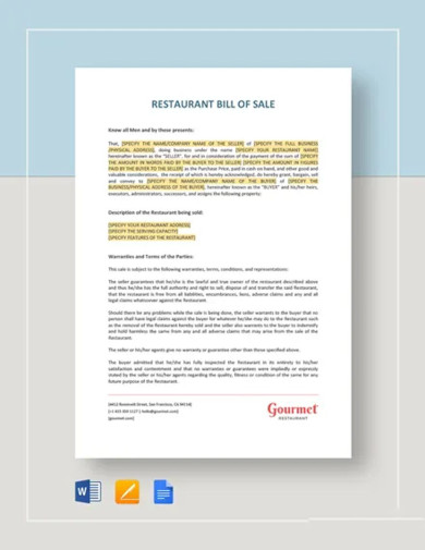 restaurant bill format